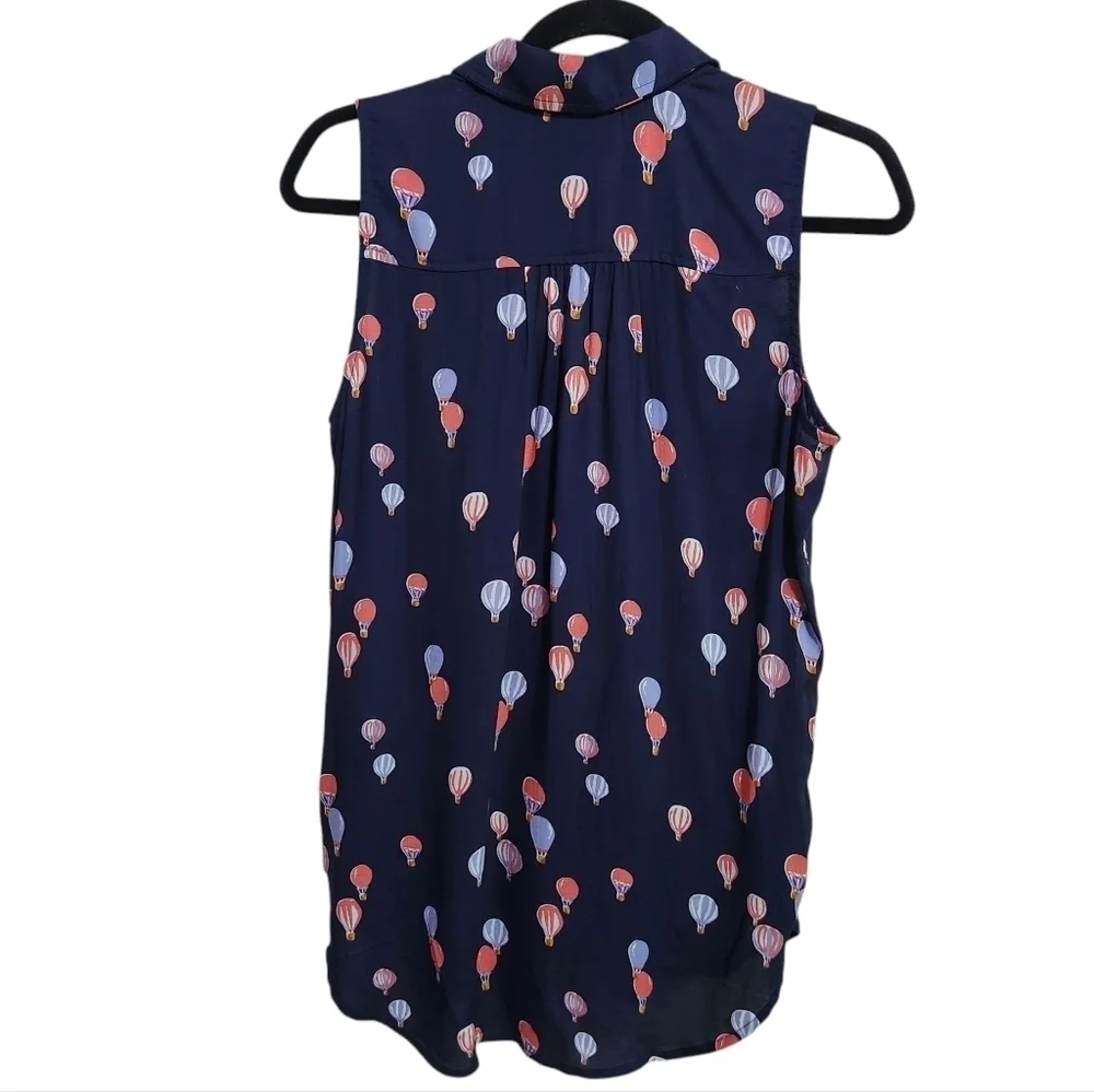 MAEVE BY ANTHROPOLOGIE SLEEVELESS NOVELTY PRINT  HOT AIR BALLOON BLOUSE SIZE XS